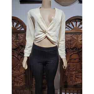 The Westside Women Knit Top Crop Piccaso Twist Light Yellow Size S Casual #C